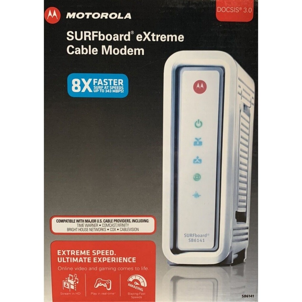 Motorola ARRIS SB6141 Surfboard DOCSIS 3.0 Cable Modem White